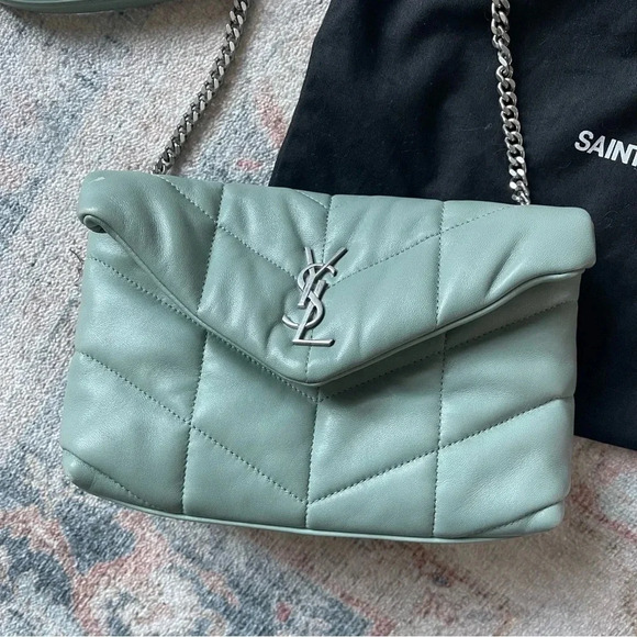 SAINT LAURENT LouLou Mini YSL Puffer Toy Crossbody Bag Vert Opaline - Picture 3 of 12